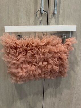 Ruffled Tulle Crop Top in Dusty Rose Mable Sz S